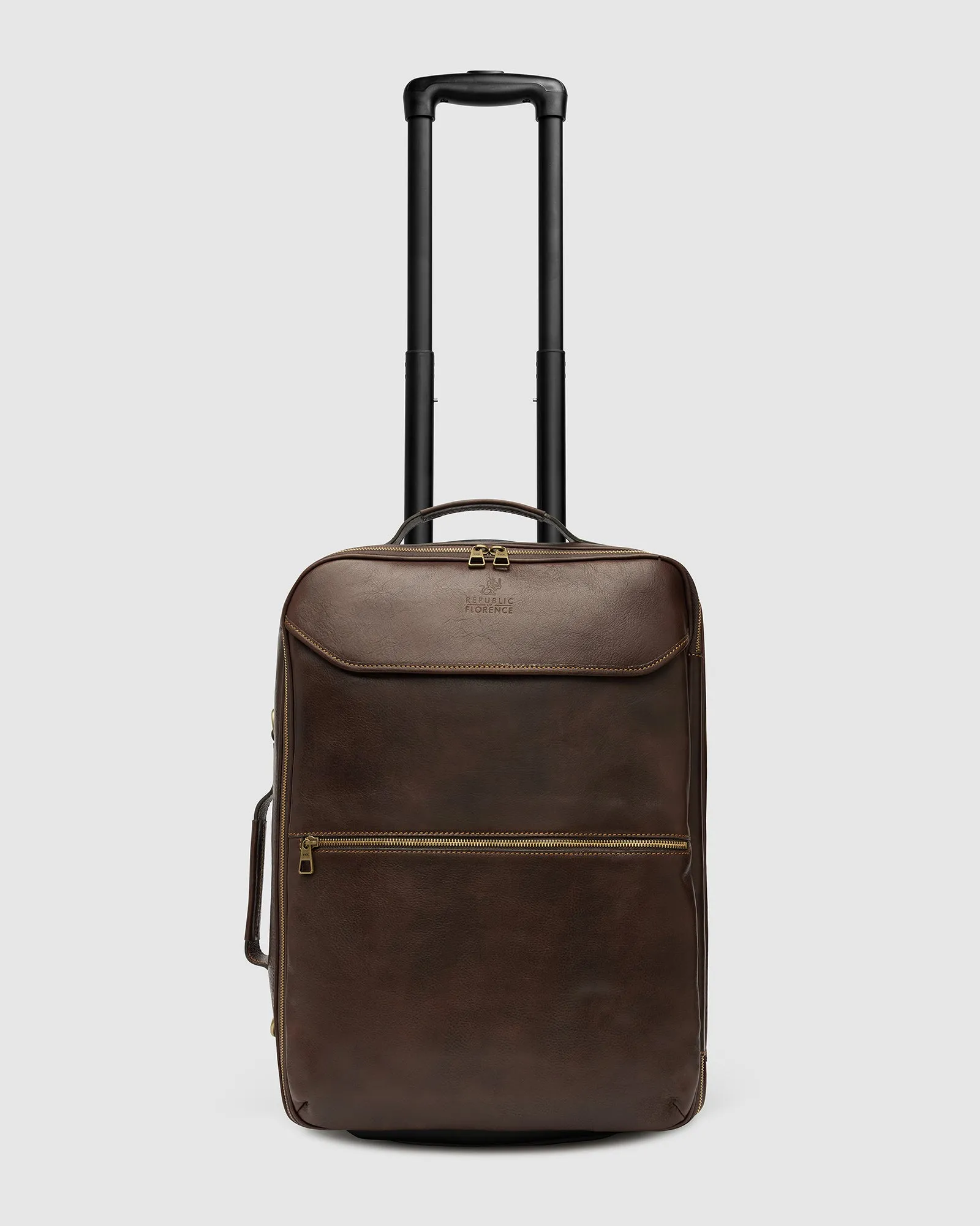 Kino Matt Chocolate- Wheeled Leather Trolley Case
