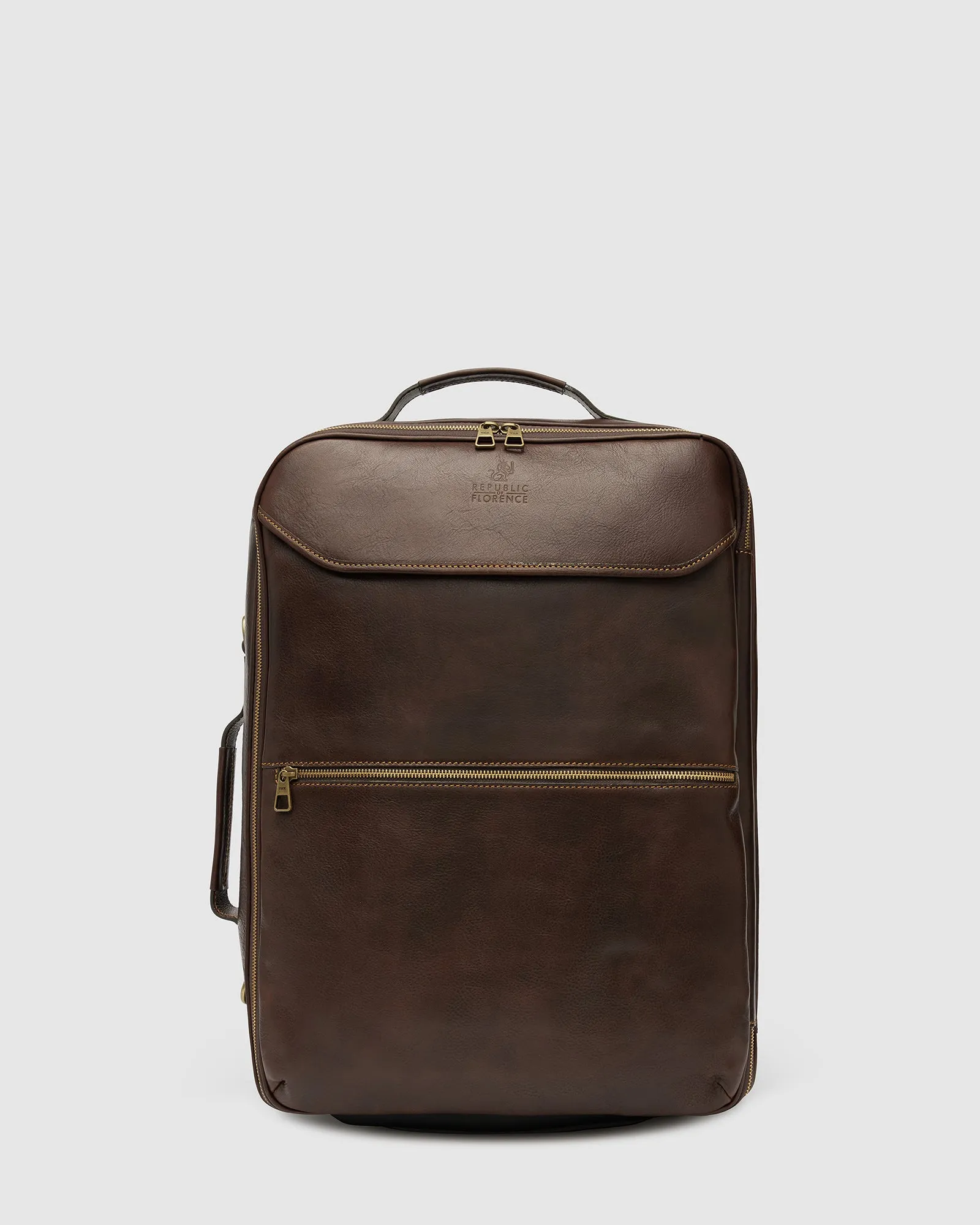 Kino Matt Chocolate- Wheeled Leather Trolley Case