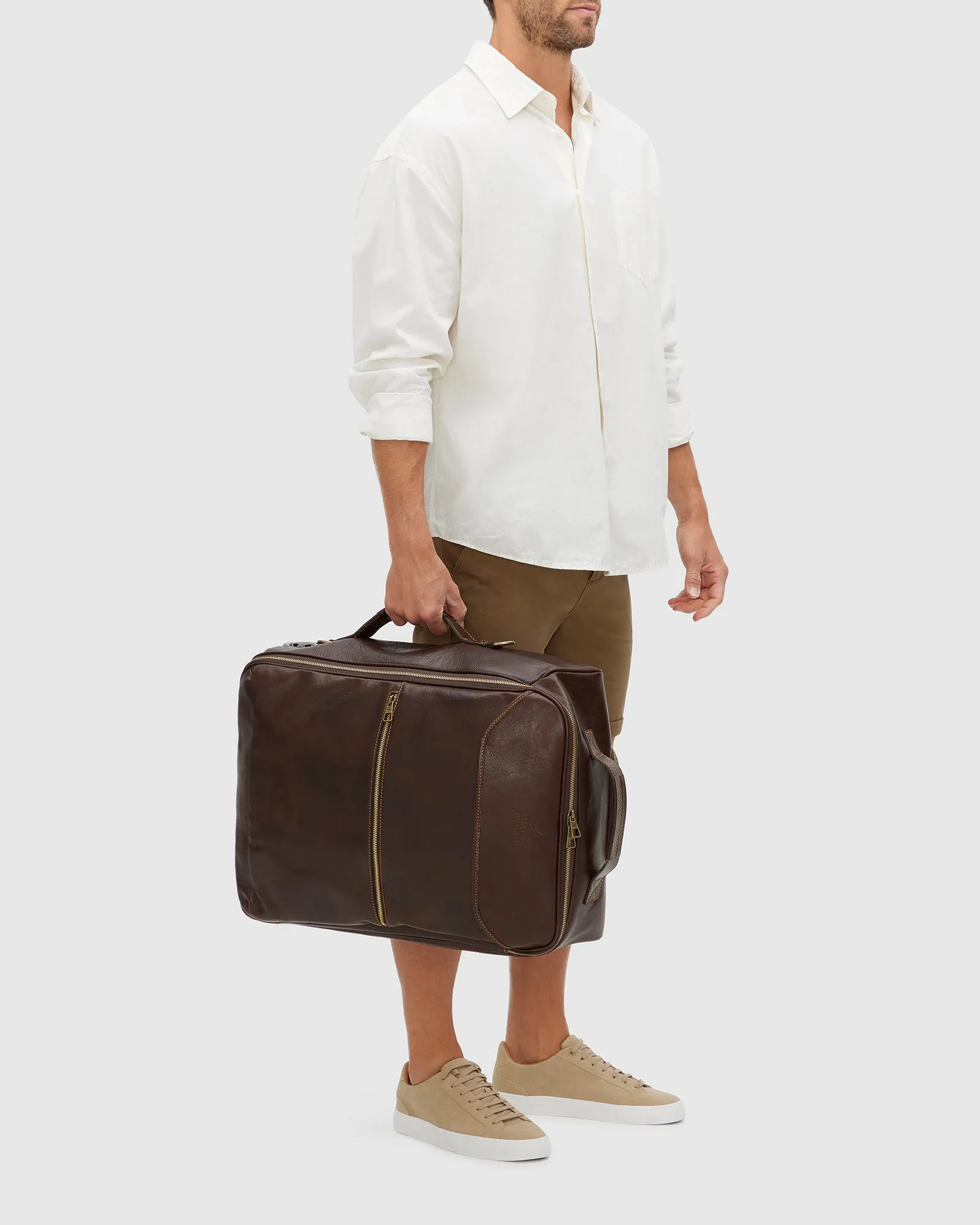 Kino Matt Chocolate- Wheeled Leather Trolley Case