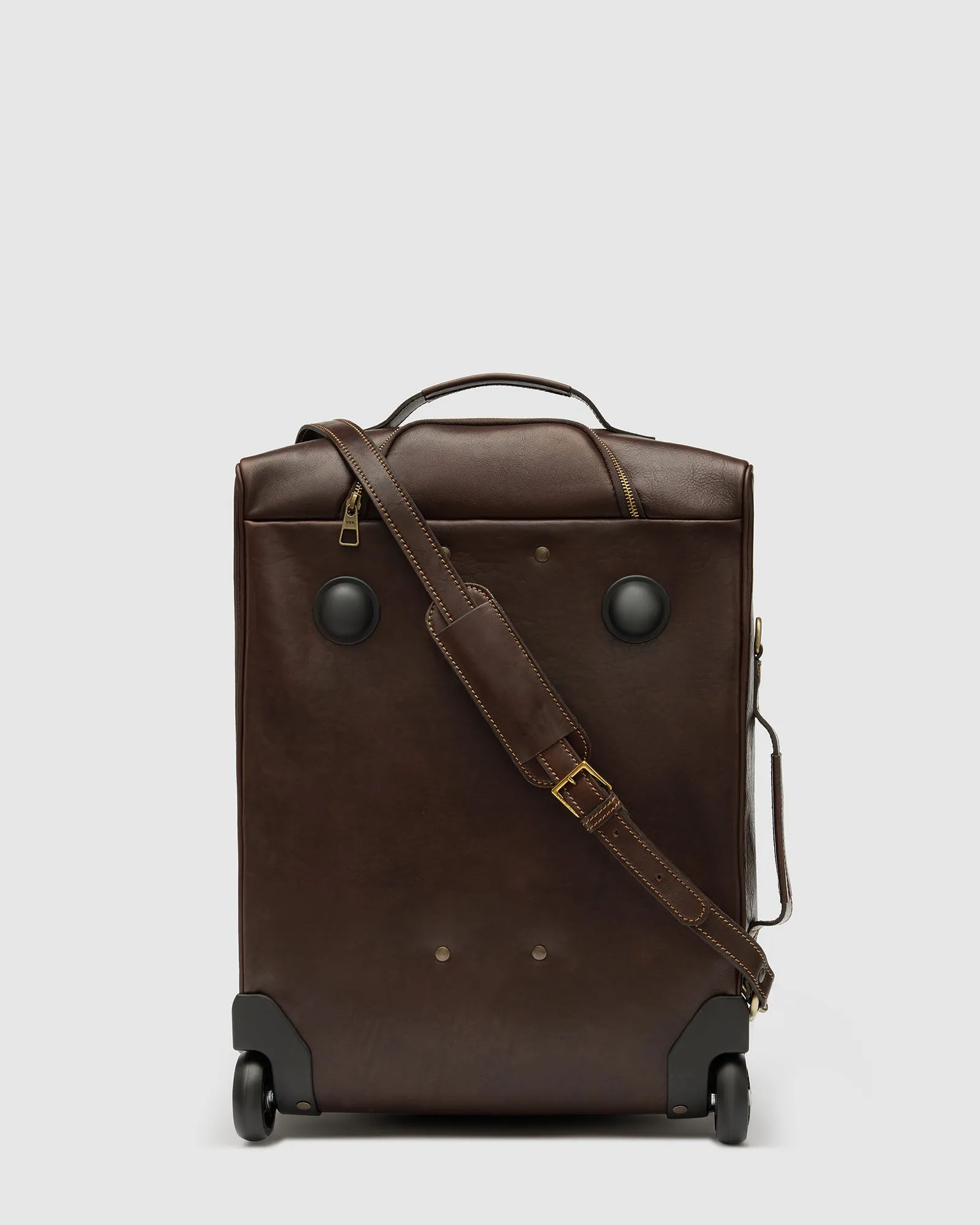 Kino Matt Chocolate- Wheeled Leather Trolley Case