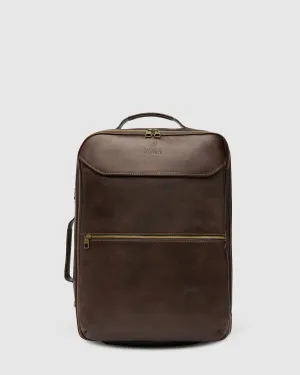 Kino Matt Chocolate- Wheeled Leather Trolley Case