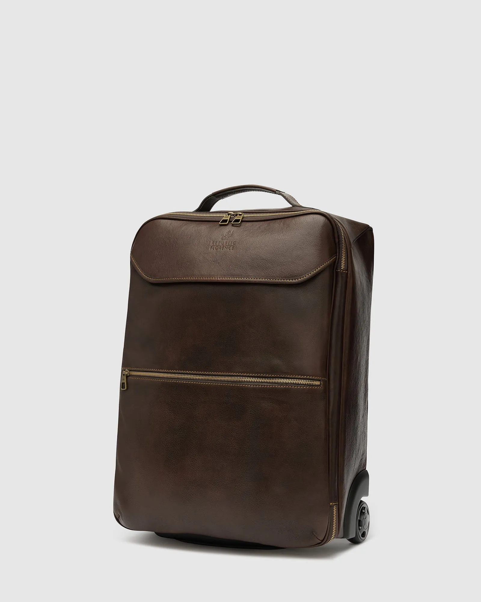 Kino Matt Chocolate- Wheeled Leather Trolley Case