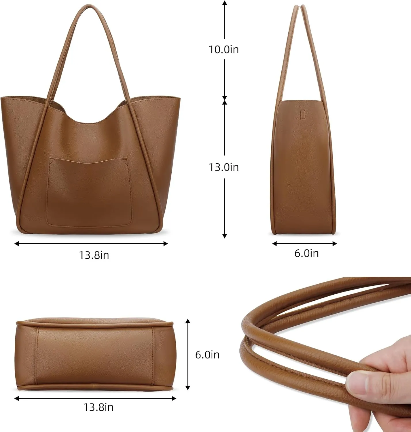 KKXIU Tote Bag for Women Vegan Leather Shoulder Purse Large Capacity Travel Bag