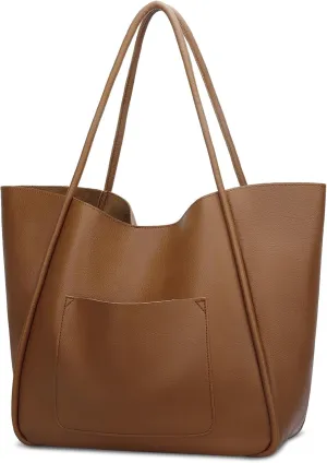 KKXIU Tote Bag for Women Vegan Leather Shoulder Purse Large Capacity Travel Bag