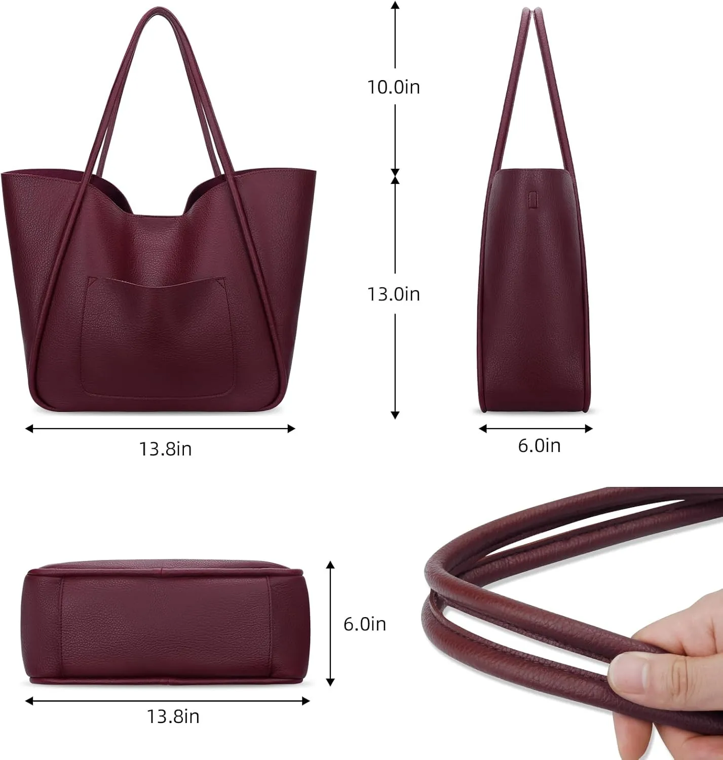 KKXIU Tote Bag for Women Vegan Leather Shoulder Purse Large Capacity Travel Bag