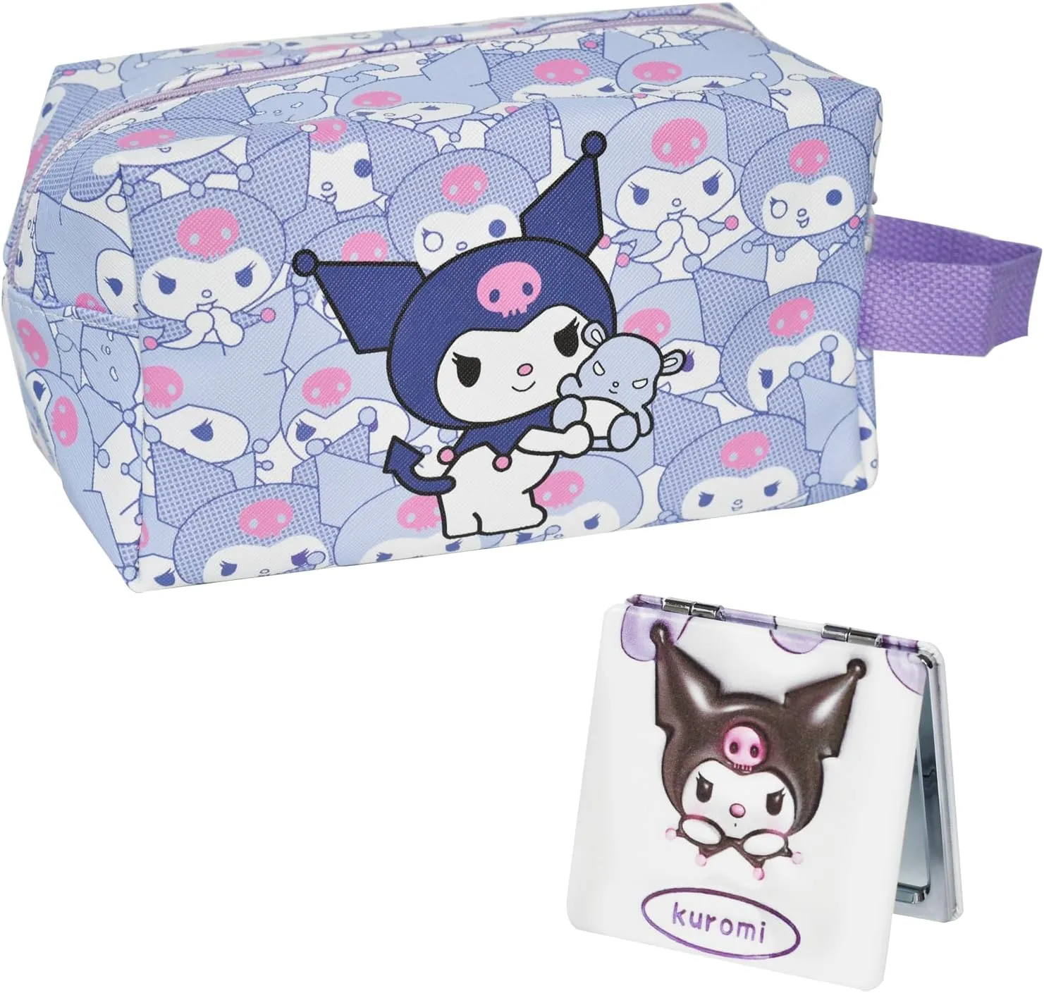 Kumi Travel Cosmetic Bag, Large Capacity Cartoon Cosmetic Pouch Makeup Bag with Zipper, PU Travel Toiletry Bag Makeup Accessories Organizer