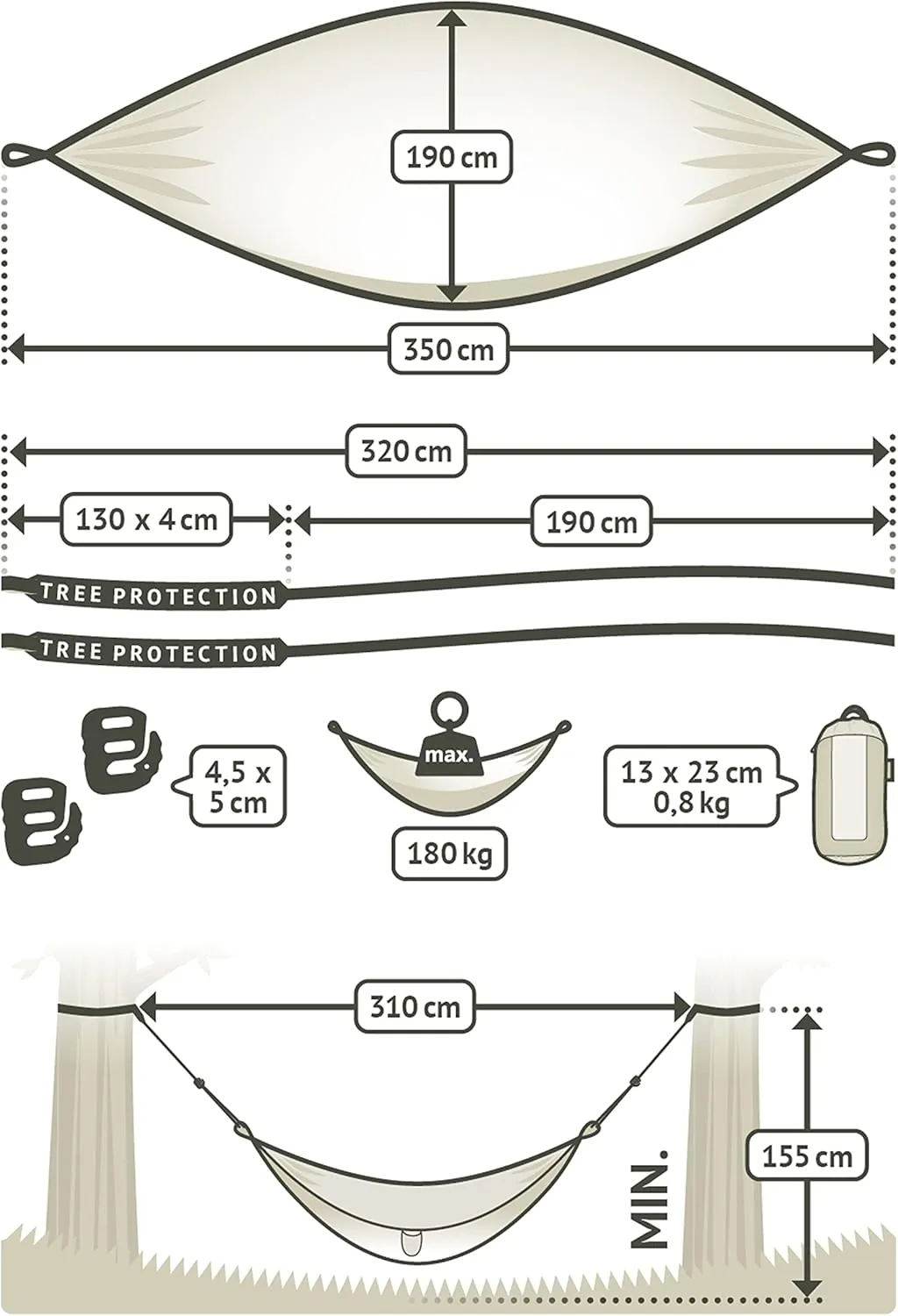 LA SIESTA Colibri 3.0 Outdoor Hammock & Tree Straps - Camping for Outside, Hiking, Travel, Backpacking - Portable, Breathable Nylon Tree Hammock for 2 Person - Double, River
