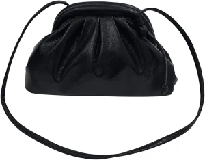 Ladies Crossbody Bag Clutch Clutch Clutch Clutches Large Capacity Pleated Bag Single Shoulder Metallic (Black, One Size)