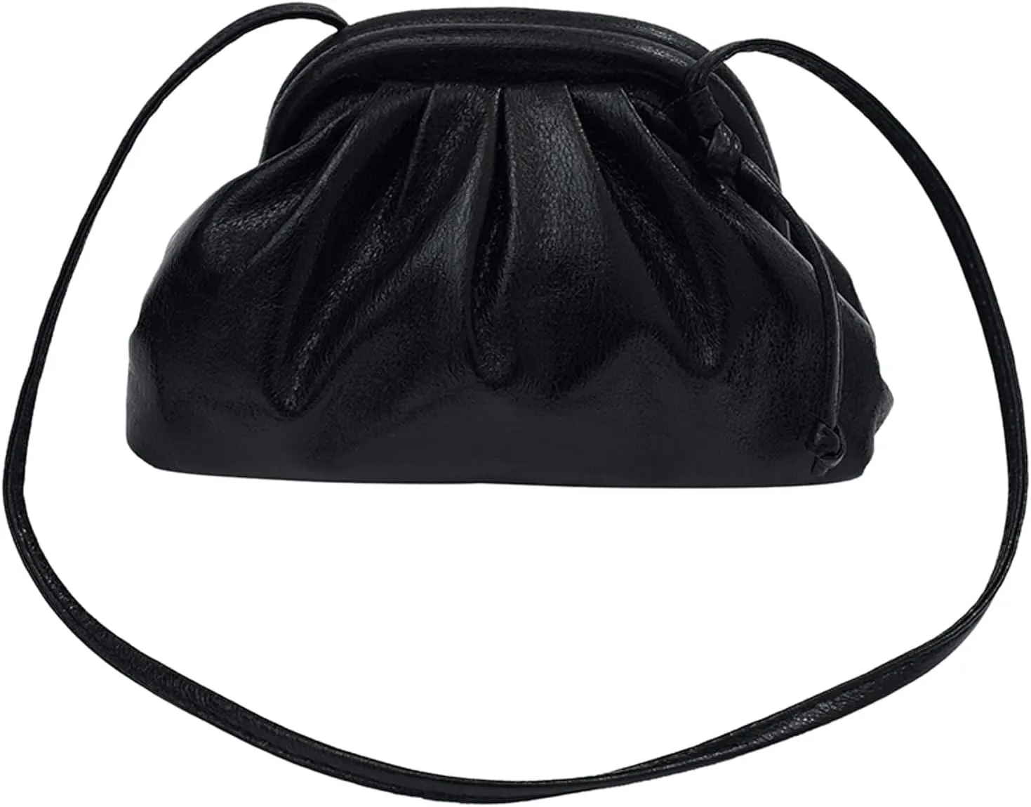 Ladies Crossbody Bag Clutch Clutch Clutch Clutches Large Capacity Pleated Bag Single Shoulder Metallic (Black, One Size)