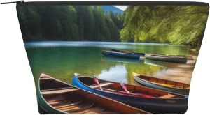 Lake with Boats Canoes Park printed Daily Storage bag Makeup Bag Travel Toiletry Bag