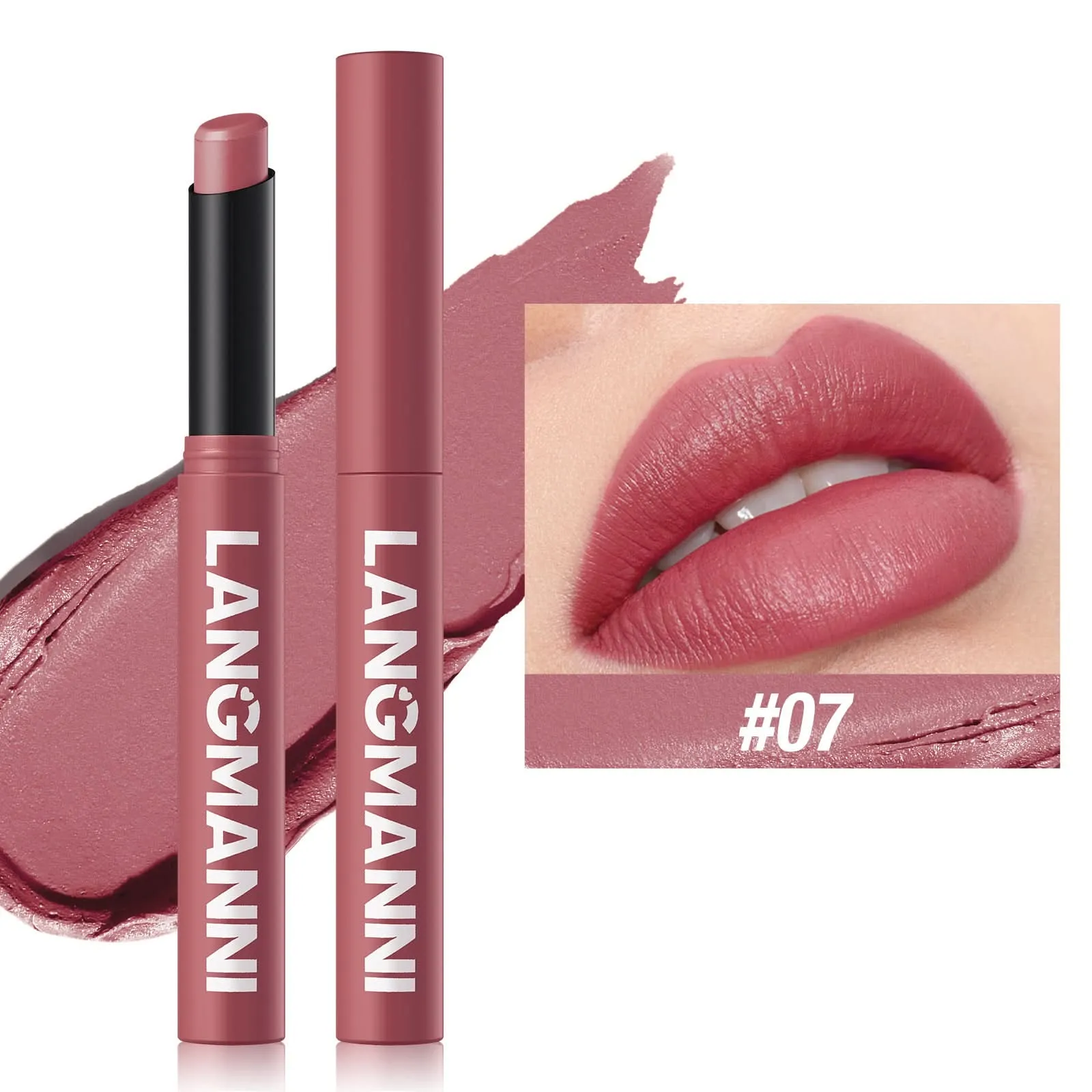LANGMANNI Matte Lipstick – Long-Lasting, Waterproof, Slanted Tip