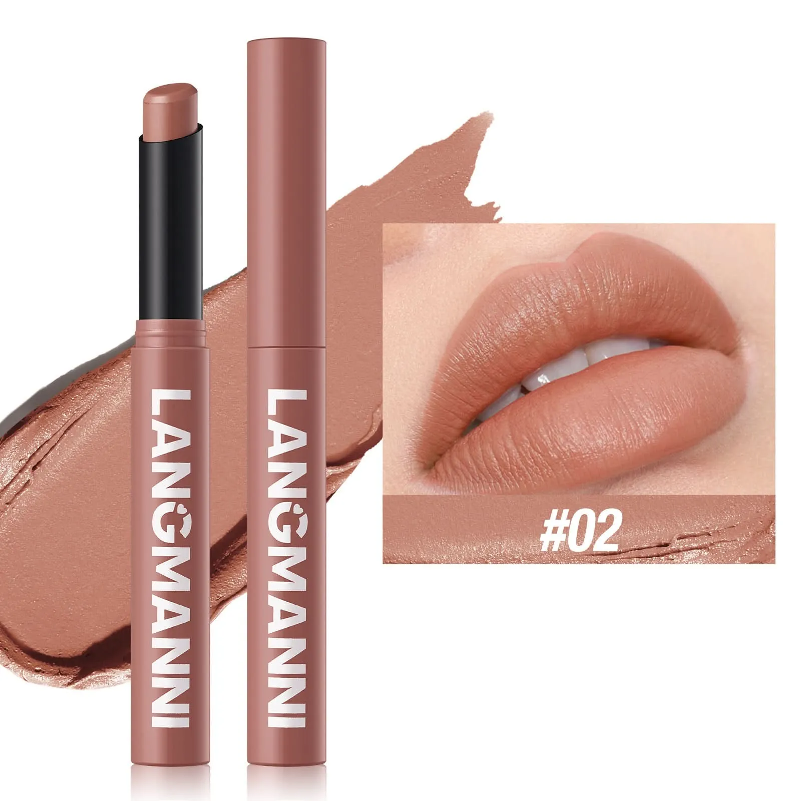 LANGMANNI Matte Lipstick – Long-Lasting, Waterproof, Slanted Tip