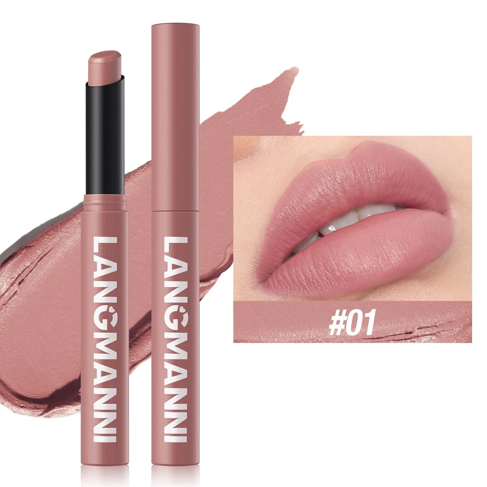 LANGMANNI Matte Lipstick – Long-Lasting, Waterproof, Slanted Tip