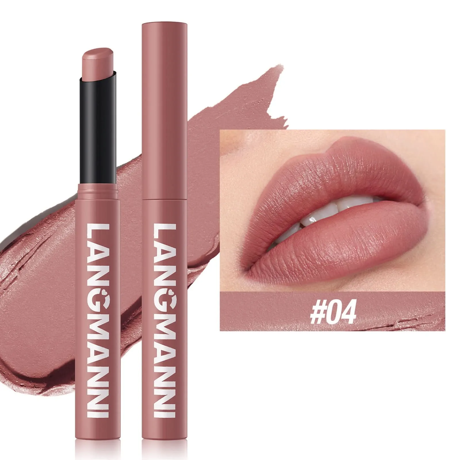 LANGMANNI Matte Lipstick – Long-Lasting, Waterproof, Slanted Tip