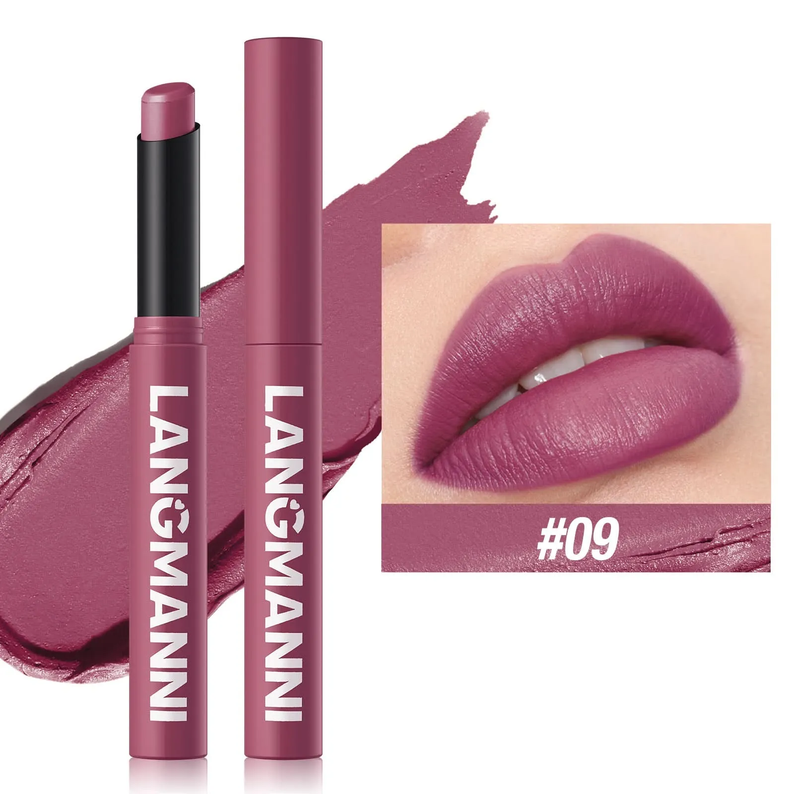 LANGMANNI Matte Lipstick – Long-Lasting, Waterproof, Slanted Tip