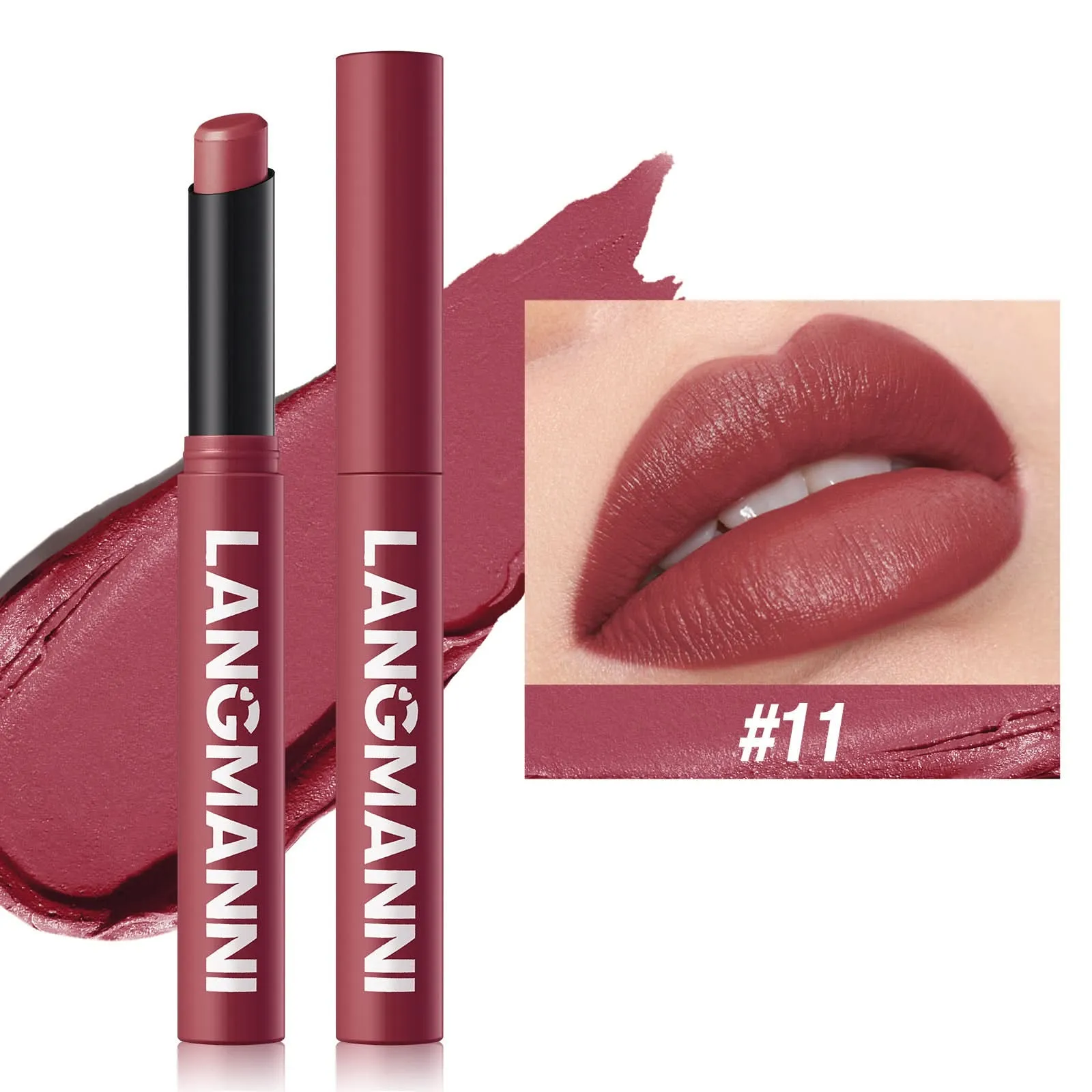 LANGMANNI Matte Lipstick – Long-Lasting, Waterproof, Slanted Tip