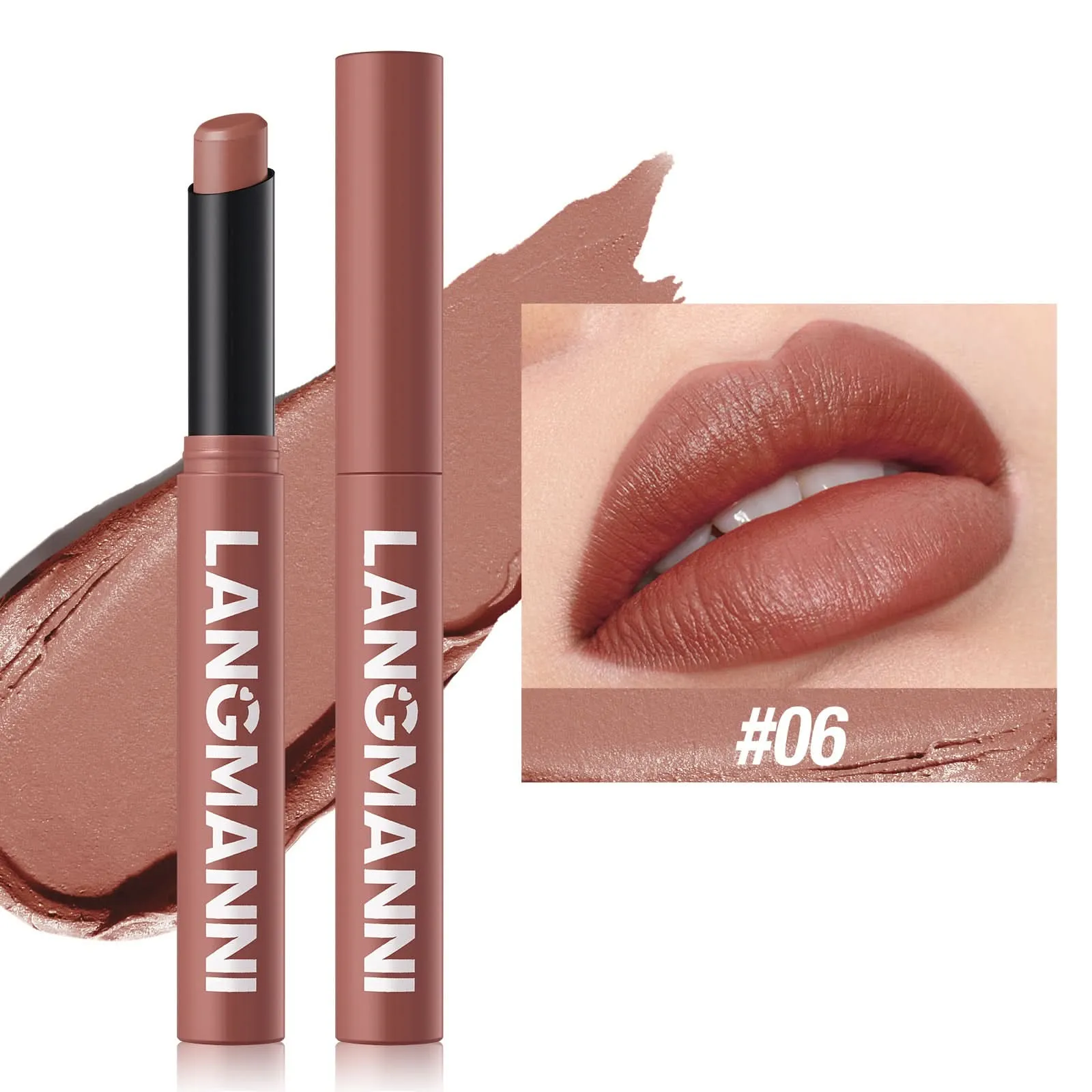 LANGMANNI Matte Lipstick – Long-Lasting, Waterproof, Slanted Tip