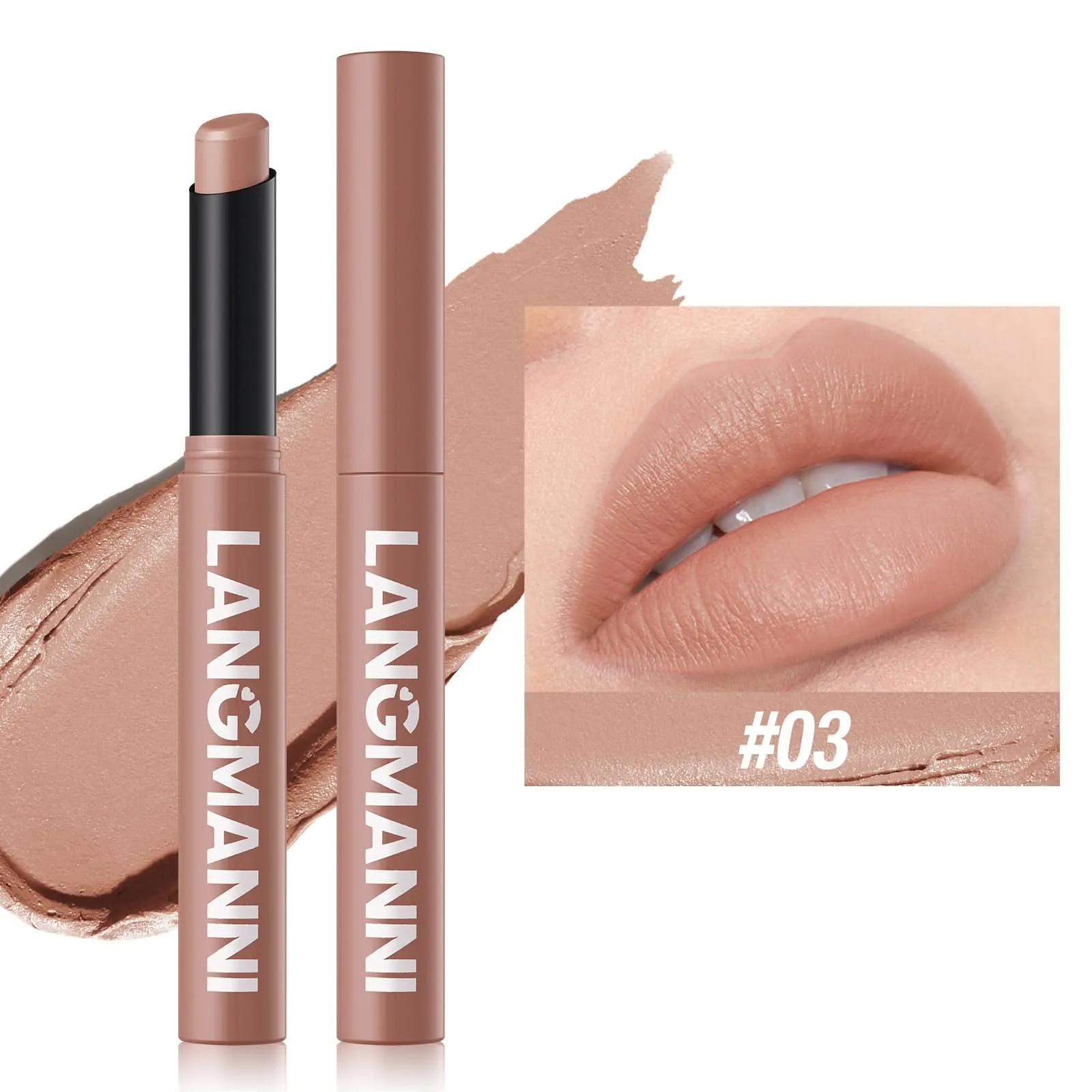 LANGMANNI Matte Lipstick – Long-Lasting, Waterproof, Slanted Tip