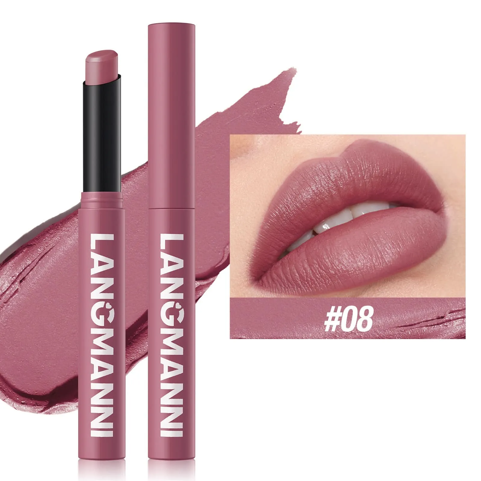 LANGMANNI Matte Lipstick – Long-Lasting, Waterproof, Slanted Tip