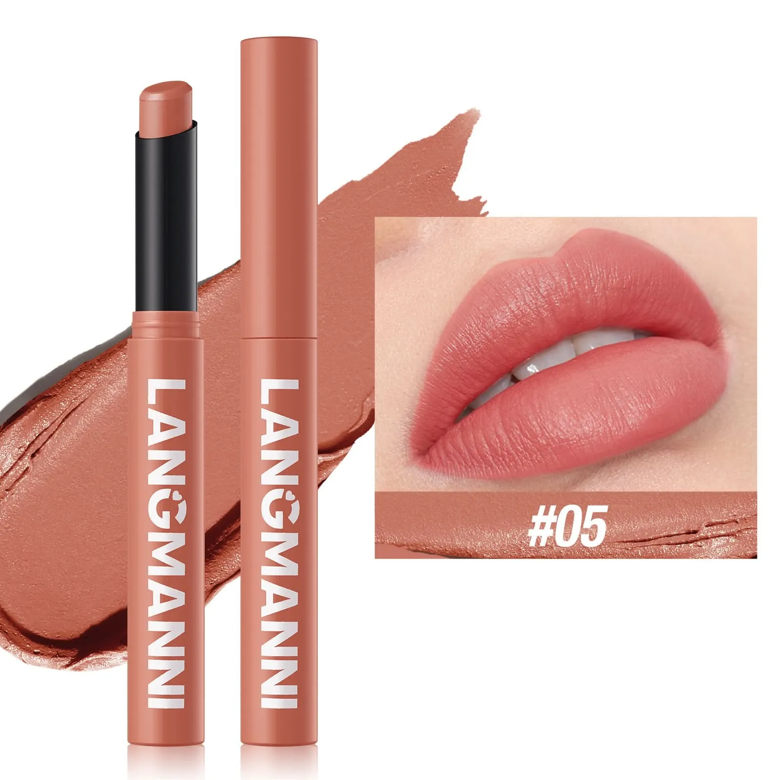 LANGMANNI Matte Lipstick – Long-Lasting, Waterproof, Slanted Tip