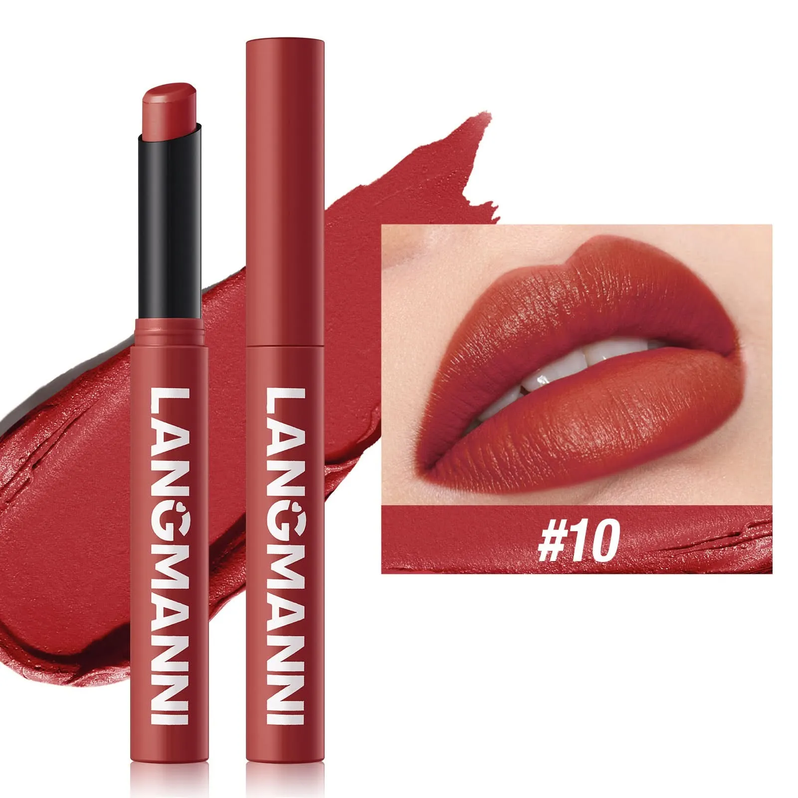 LANGMANNI Matte Lipstick – Long-Lasting, Waterproof, Slanted Tip