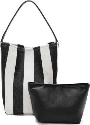 LAORENTOU Large Canvas Tote Bag for Women - Shopping and Crossbody Handbag With Large Capacity - Ladies Purse