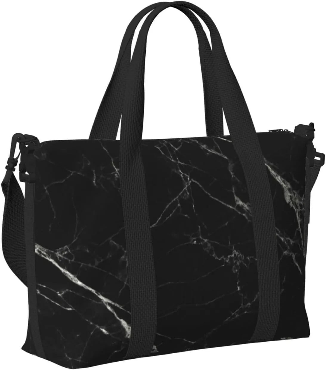 Laptop Tote Bag for Women Work - Black Marble Gym Bag for Women Men, Personal Item Crossbody Travel Bags Carry On, Overnight Weekender Bags for Women Travel