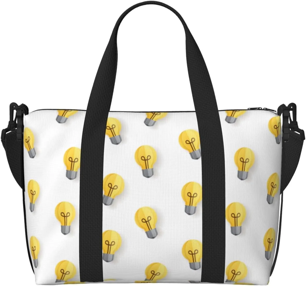 Laptop Tote Bag for Women Work - Light Bulb Print white Gym Bag for Women Men, Crossbody Travel Bags for Women Men Carry On, Weekender Bags for Women Travel