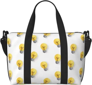 Laptop Tote Bag for Women Work - Light Bulb Print white Gym Bag for Women Men, Crossbody Travel Bags for Women Men Carry On, Weekender Bags for Women Travel