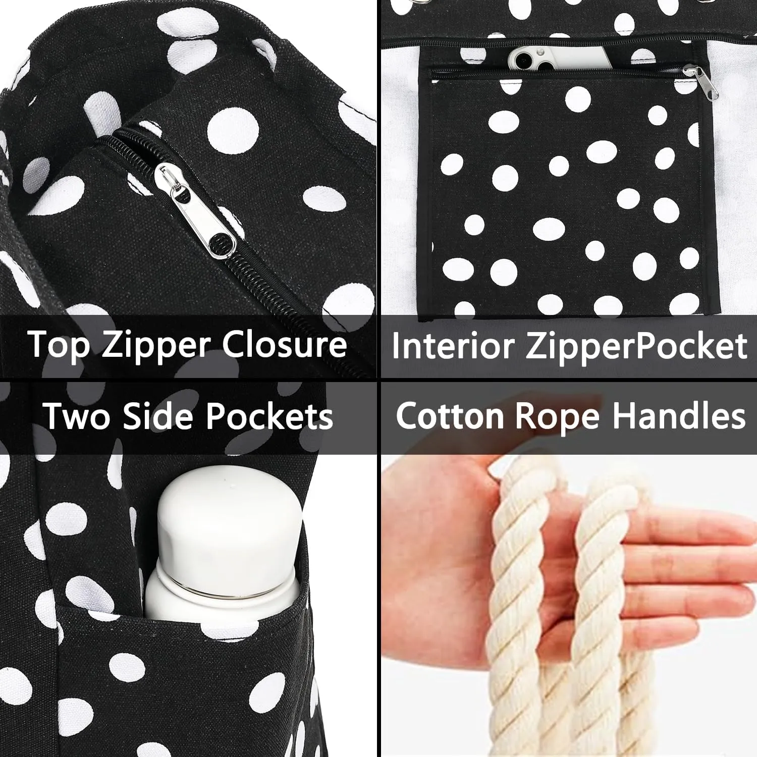 Large Beach Bag for Women, Waterproof Travel Tote Bag with Lunch/Wet Pocket for Weekender, Sandproof, Zipper Closure