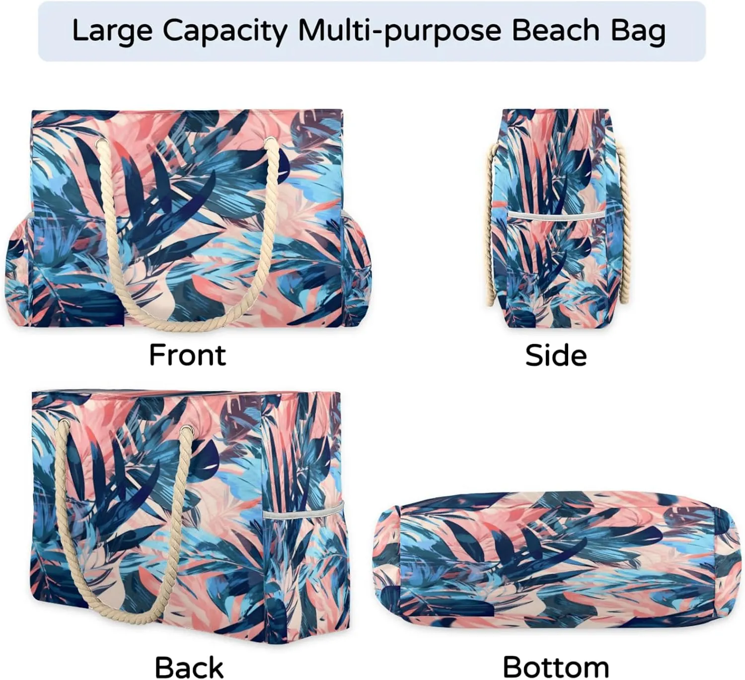 Large Beach Tote Bags with Zipper, Beach Bag for Women, Waterproof Sandproof Pool Swim Bags, Travel Tote Bag