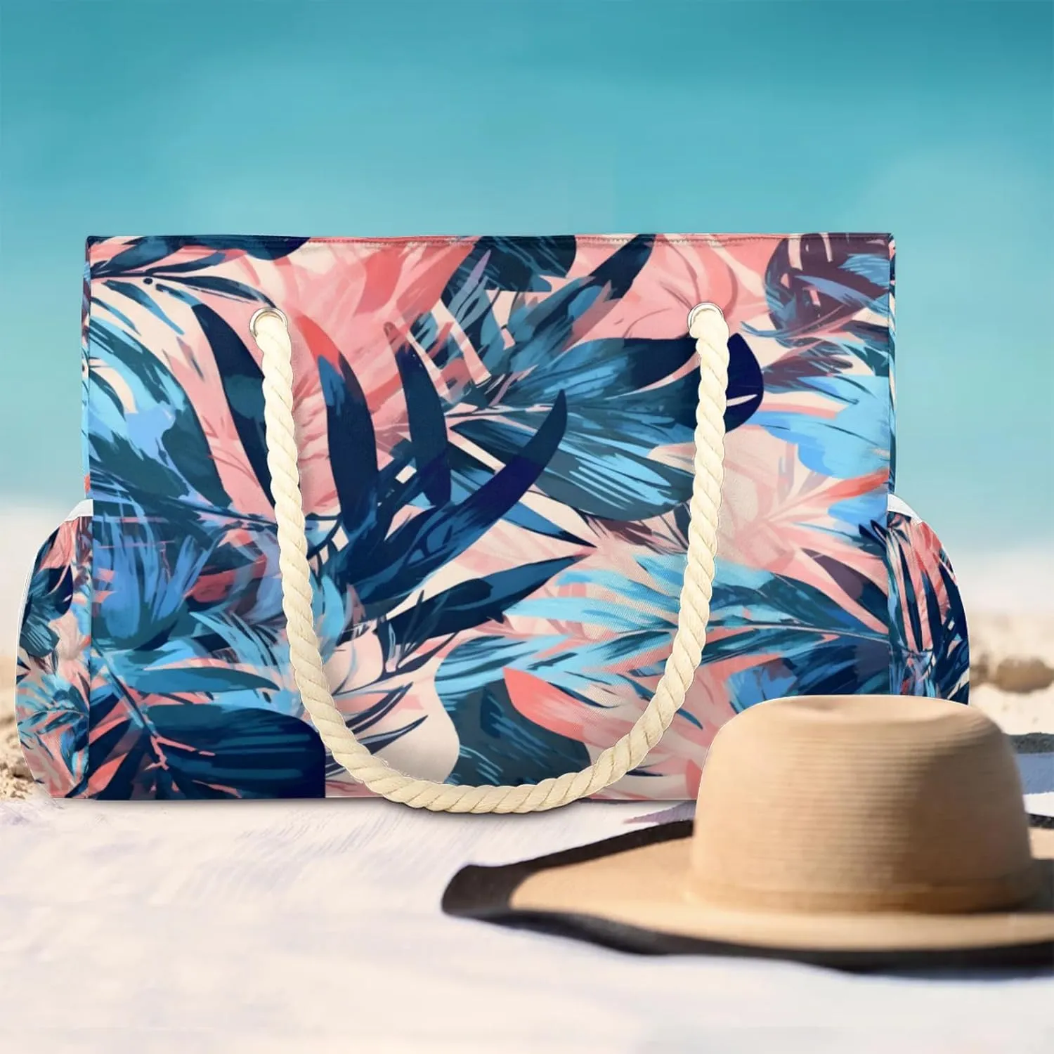 Large Beach Tote Bags with Zipper, Beach Bag for Women, Waterproof Sandproof Pool Swim Bags, Travel Tote Bag