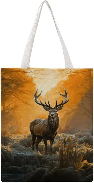Large Canvas Shopping Bag,Deer Print Cotton Tote Bag,practical Large Capacity Tote Bag,ladies Tote Bag