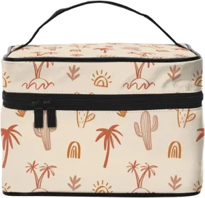 Large Cosmetic Bag Makeup Case Organizer Waterproof Toiletry Bag Travel Makeup Bag (Cactus Palm Tree)