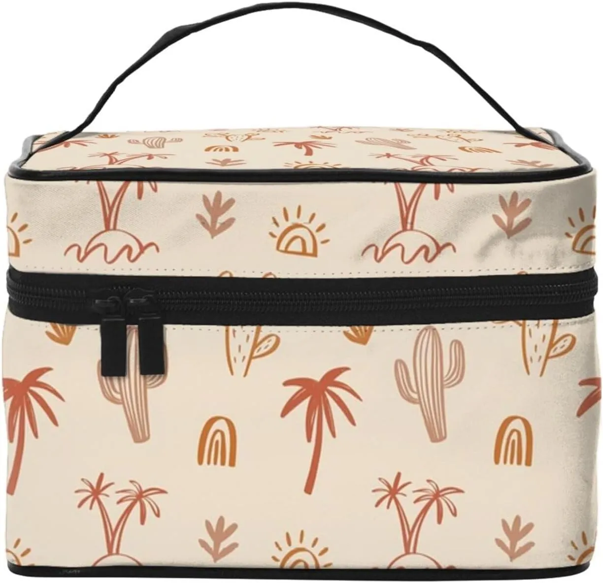 Large Cosmetic Bag Makeup Case Organizer Waterproof Toiletry Bag Travel Makeup Bag (Cactus Palm Tree)