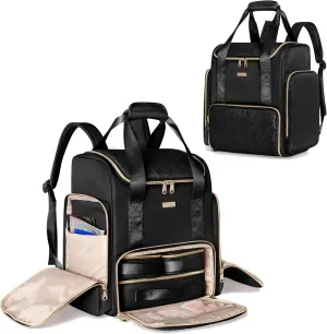 Large Makeup Backpack with 3 Clear Makeup Bags, Double Layers Professional Makeup Travel Case with Brushes Storage Section for Makeup Artists