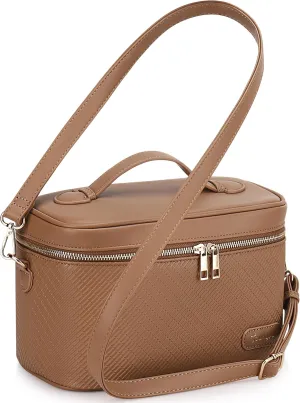 Large Stylish Makeup Bag Cosmetic Make Up Travel Bag for Women, Delicate Model (Brown)