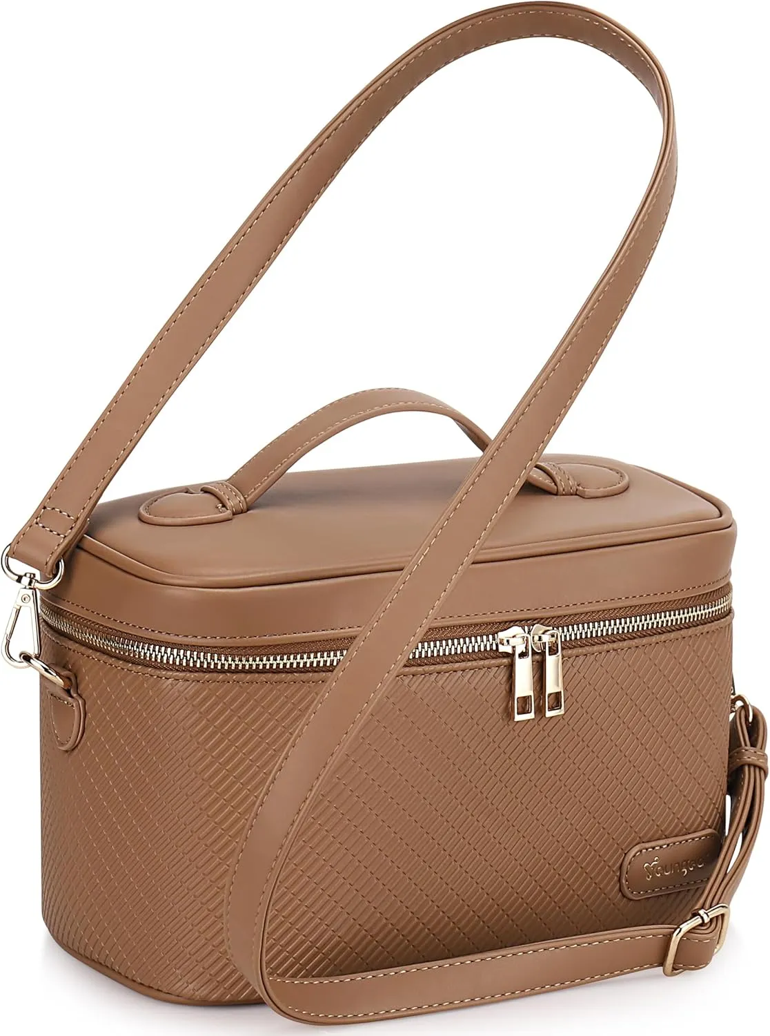 Large Stylish Makeup Bag Cosmetic Make Up Travel Bag for Women, Delicate Model (Brown)