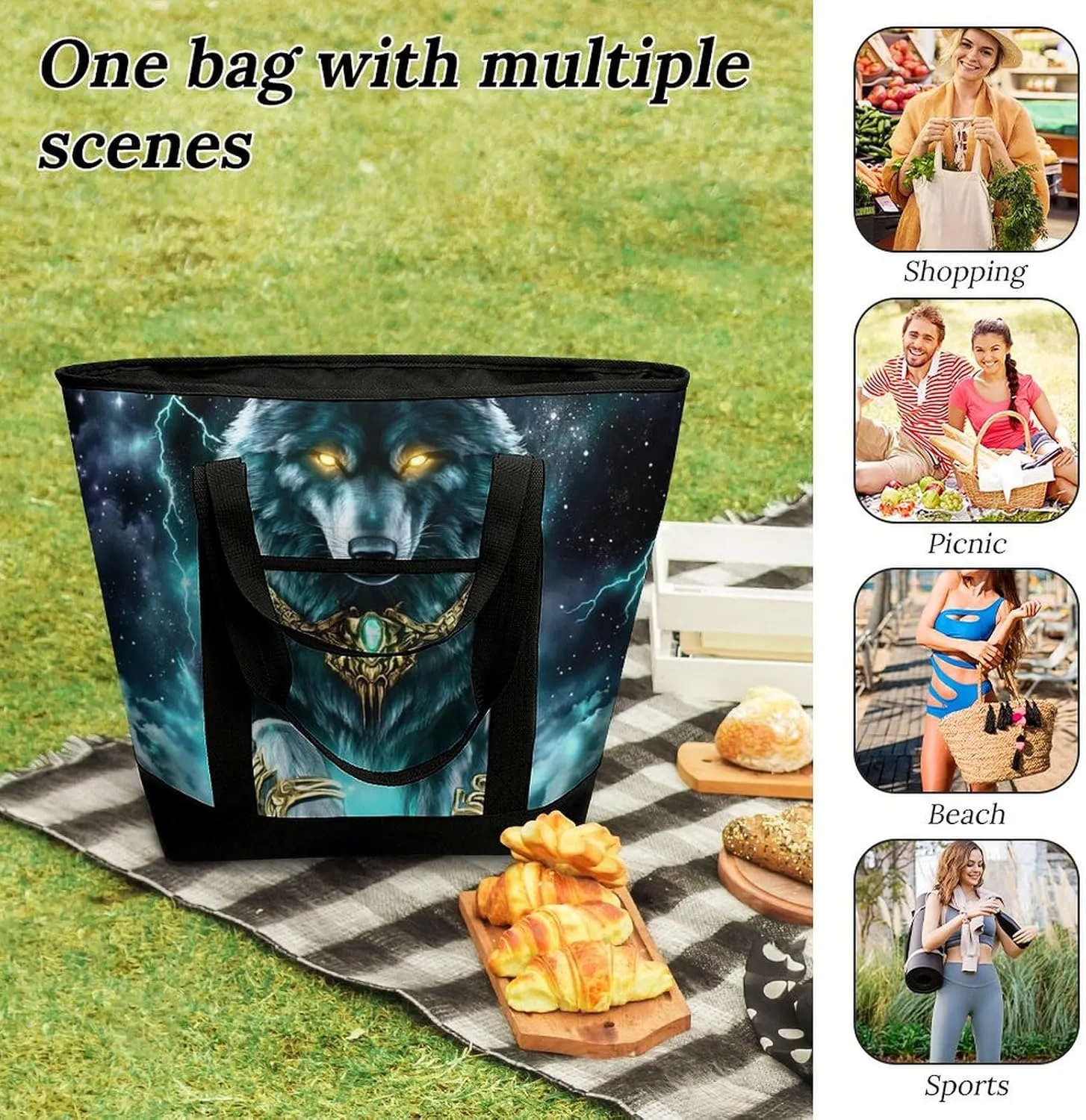 Large Thermal Shopping Tote Bag Travel Friendly Fashion Handbag Commuter Bag