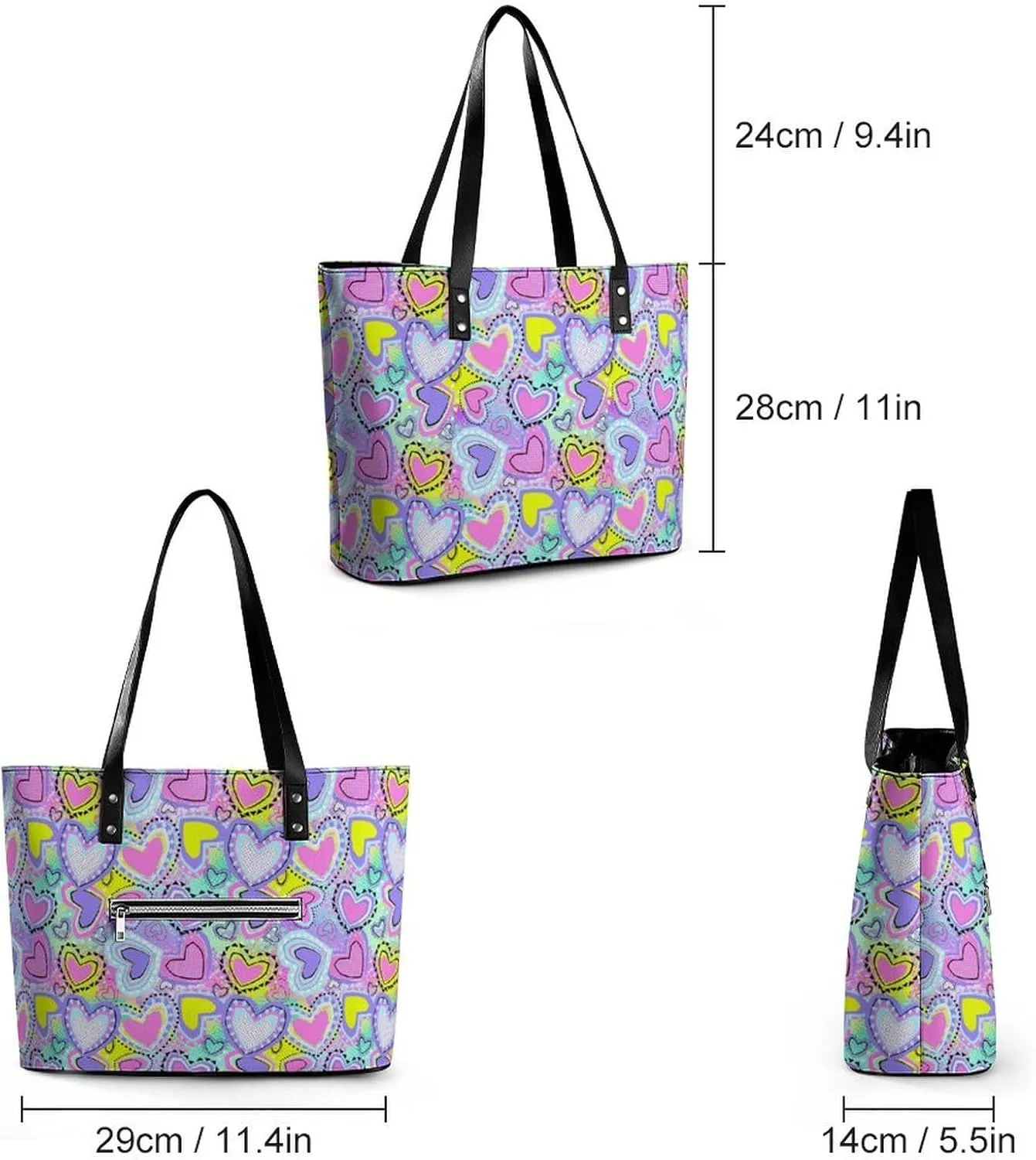 Large Tote Bag Fashion Handbag With Zipper For Women And Men