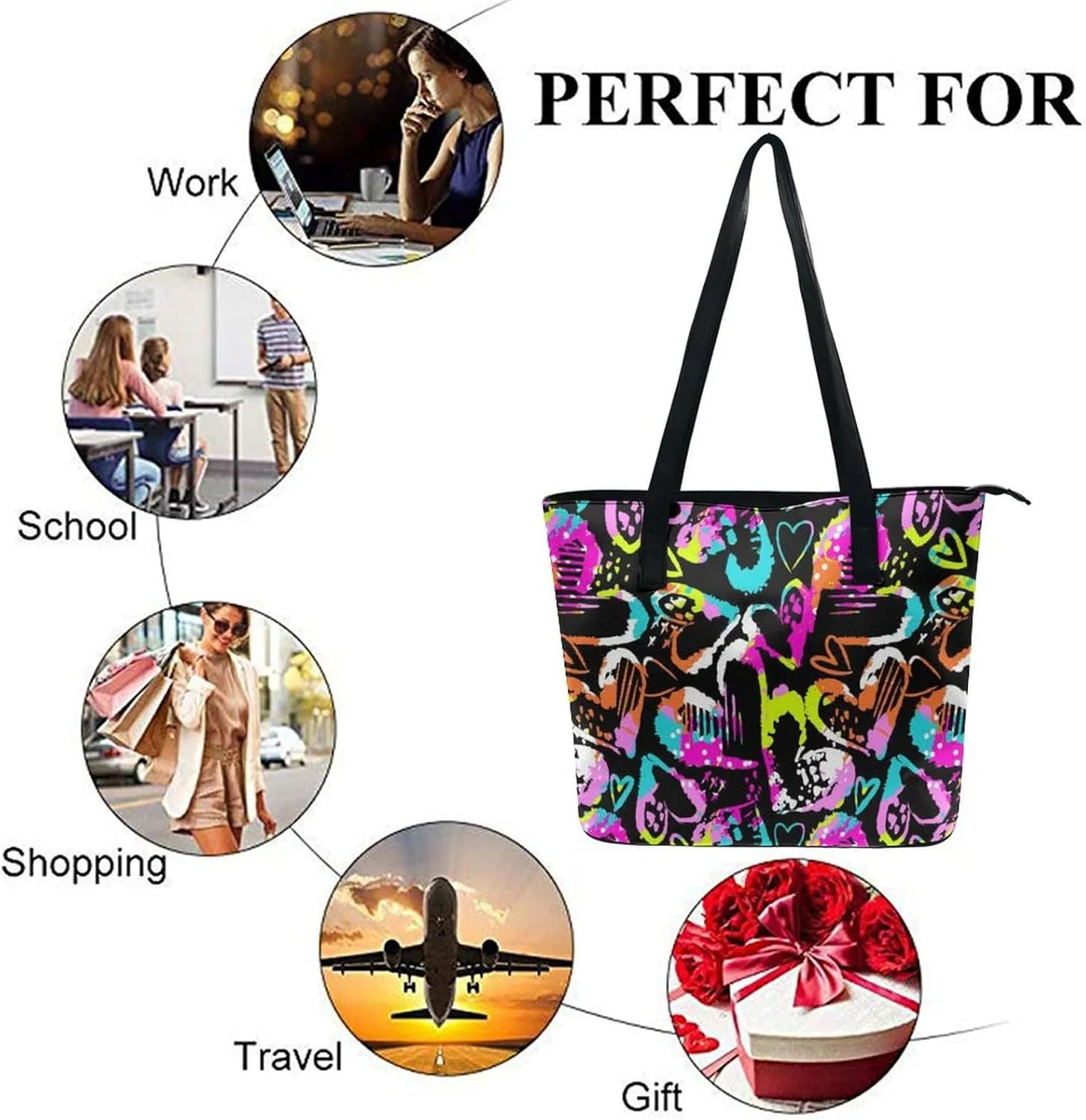 Large Tote Bag Fashion Handbag With Zipper For Women And Men
