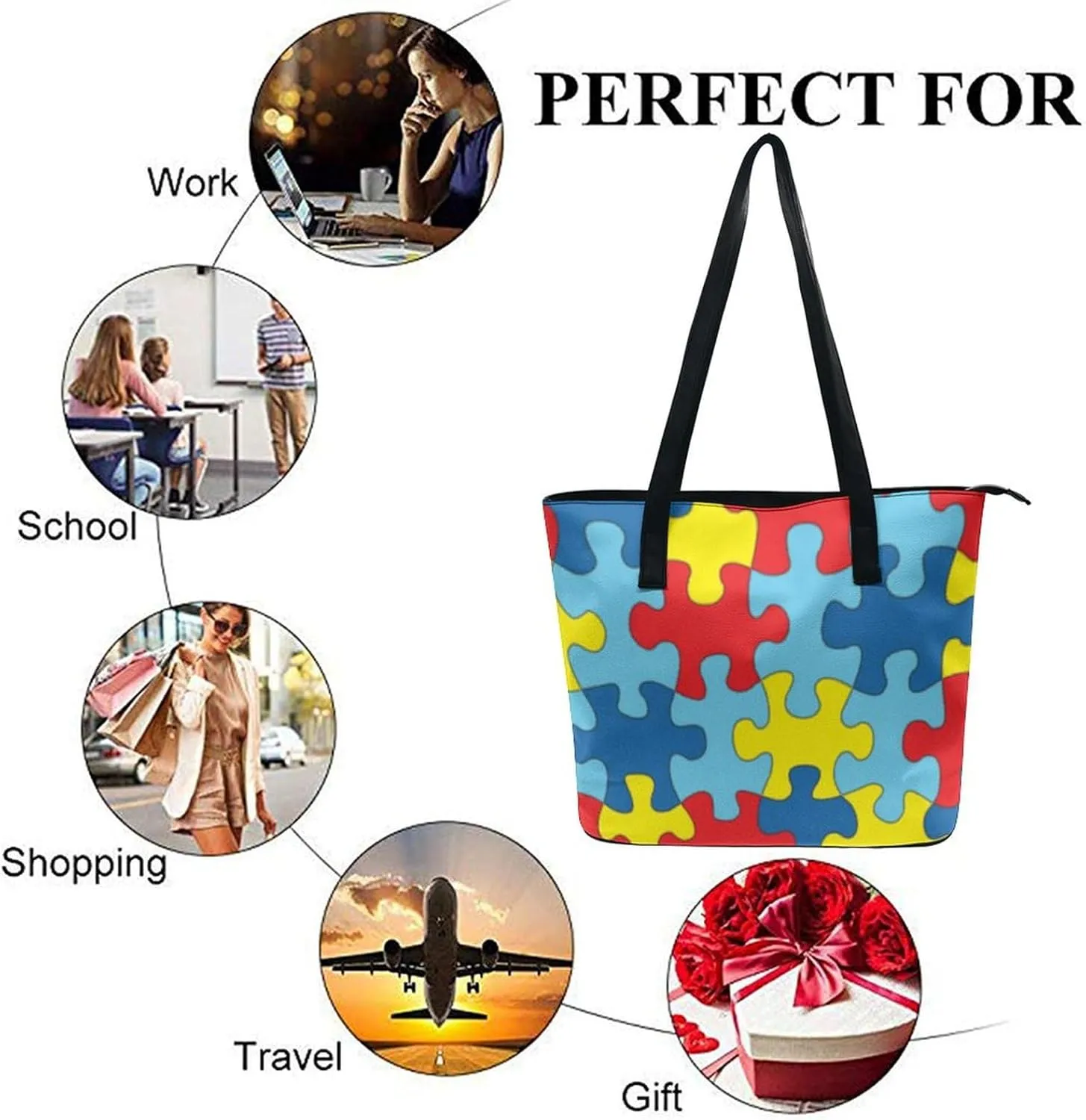 Large Tote Bag Fashion Handbag With Zipper For Women And Men