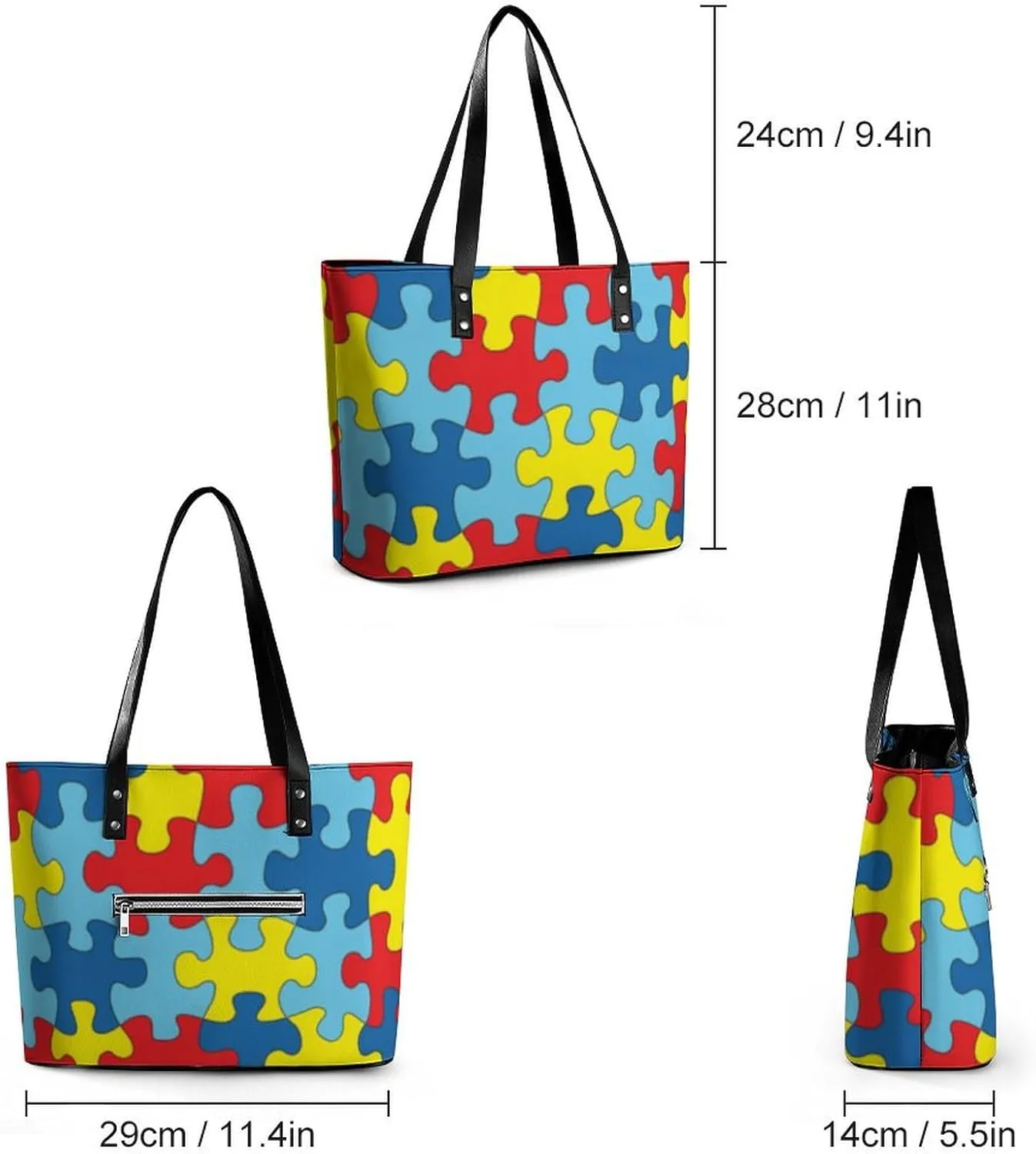 Large Tote Bag Fashion Handbag With Zipper For Women And Men