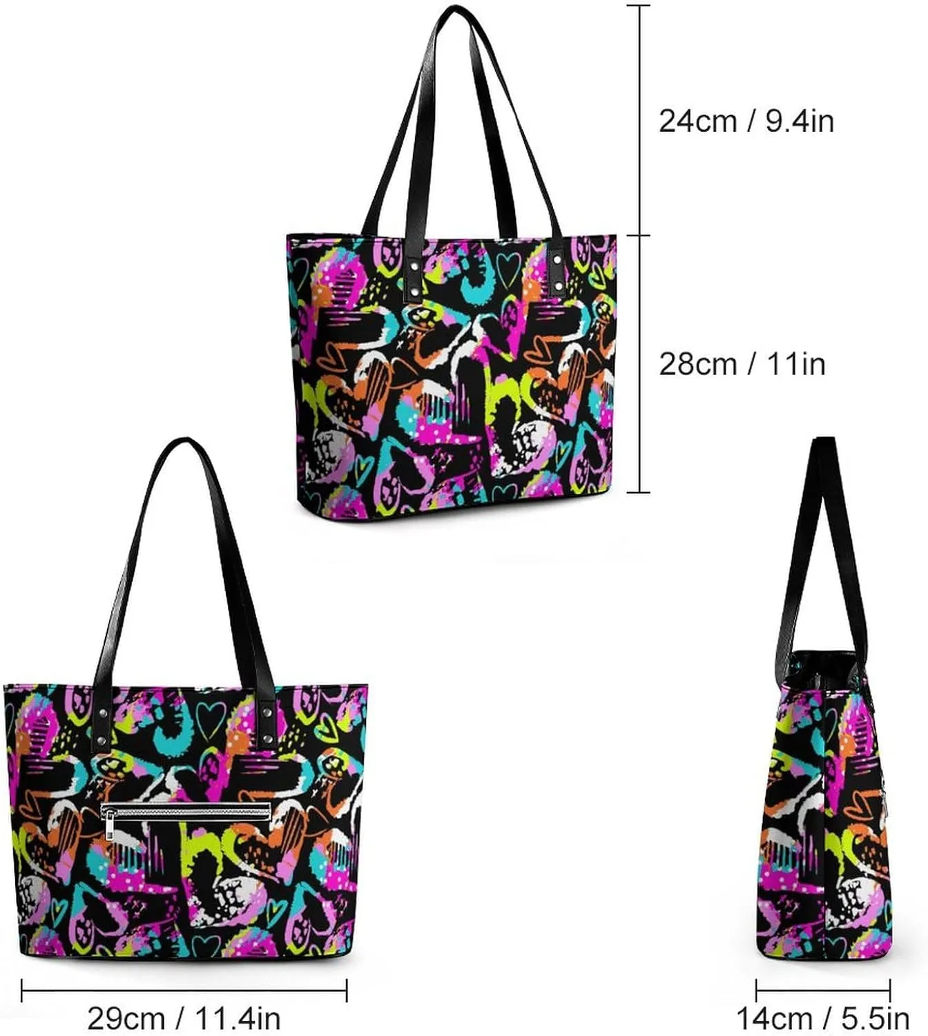 Large Tote Bag Fashion Handbag With Zipper For Women And Men