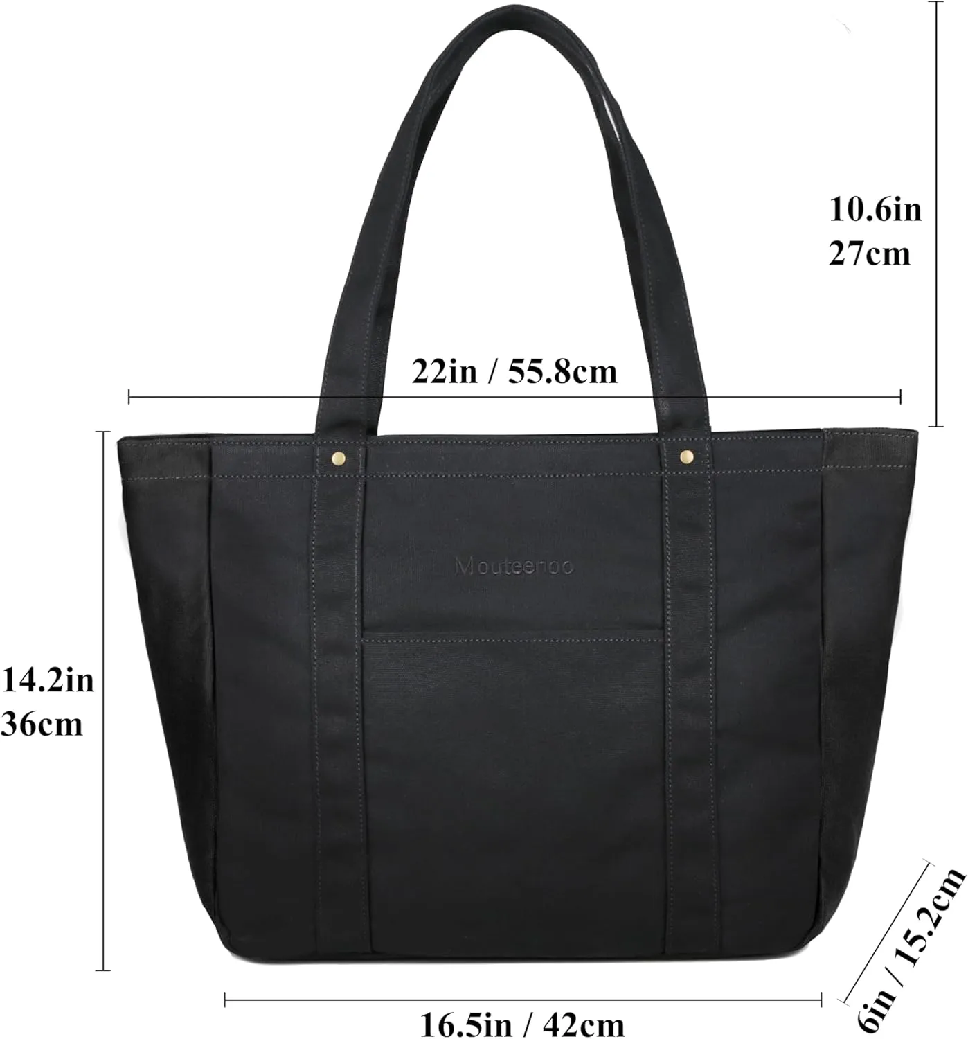 Large Tote Bag for Women with Zipper Closure and Laptop Compartment Canvas Shoulder Bag for Work Holiday and Travel