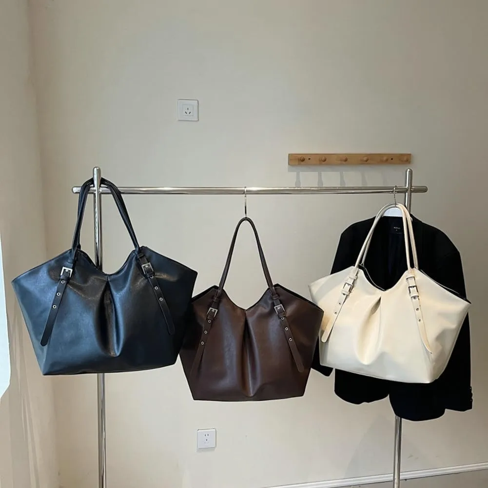 Large Tote Bag Women Trendy PU Leather Shoulder Purses Satchel Oversize Casual Handbags Work Dating College 2025