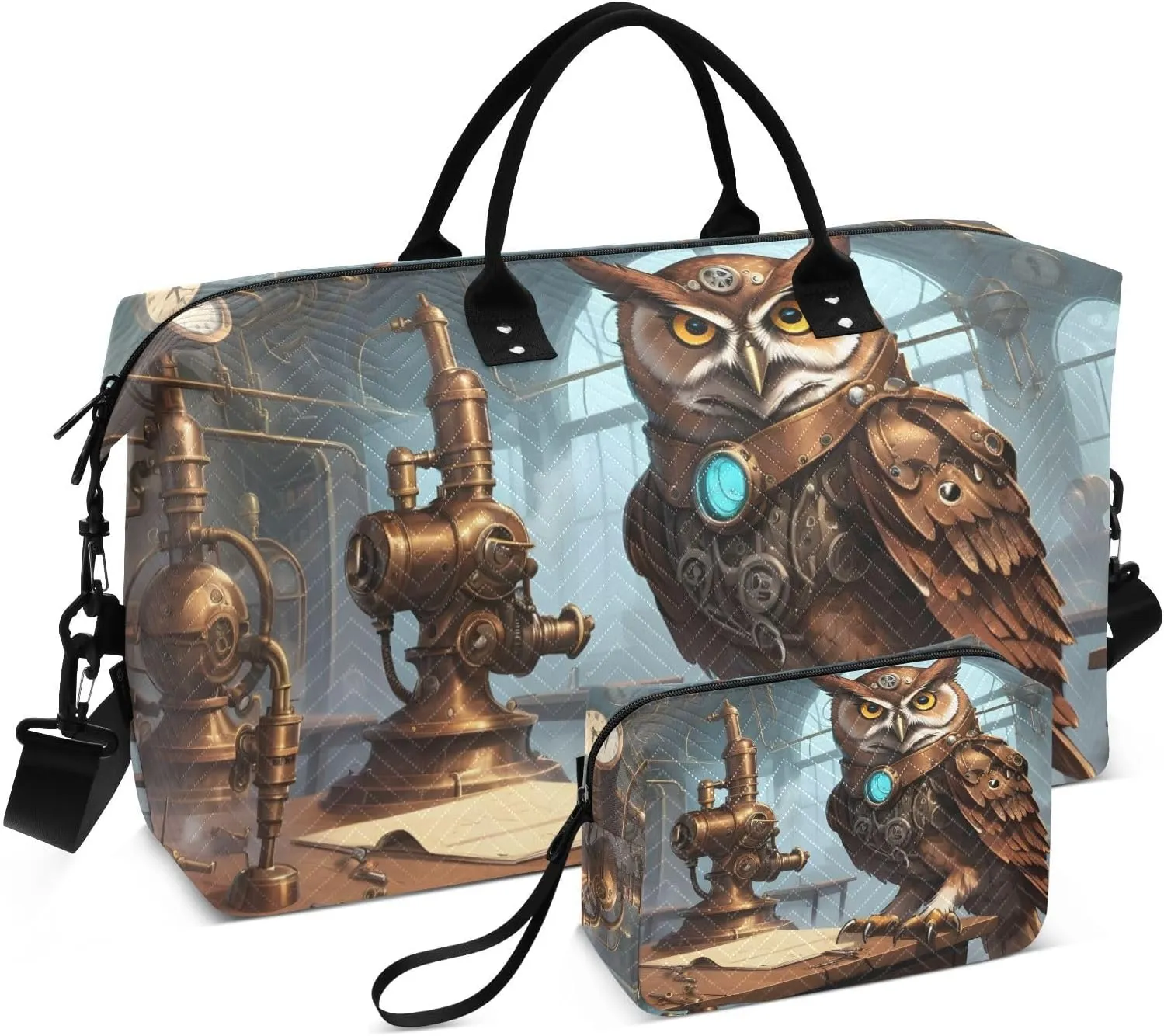 Large Travel Duffel Bag, Classroom Owl Sports Tote Gym Bag, Shoulder Weekender Overnight Bag for Women Men, Carry On Luggage with Toiletry Bags