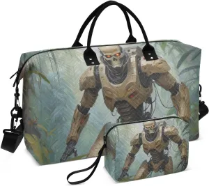 Large Travel Duffel Bag, Exoskeleton Jungle Sports Tote Gym Bag, Shoulder Weekender Overnight Bag for Women Men, Carry On Luggage with Toiletry Bags