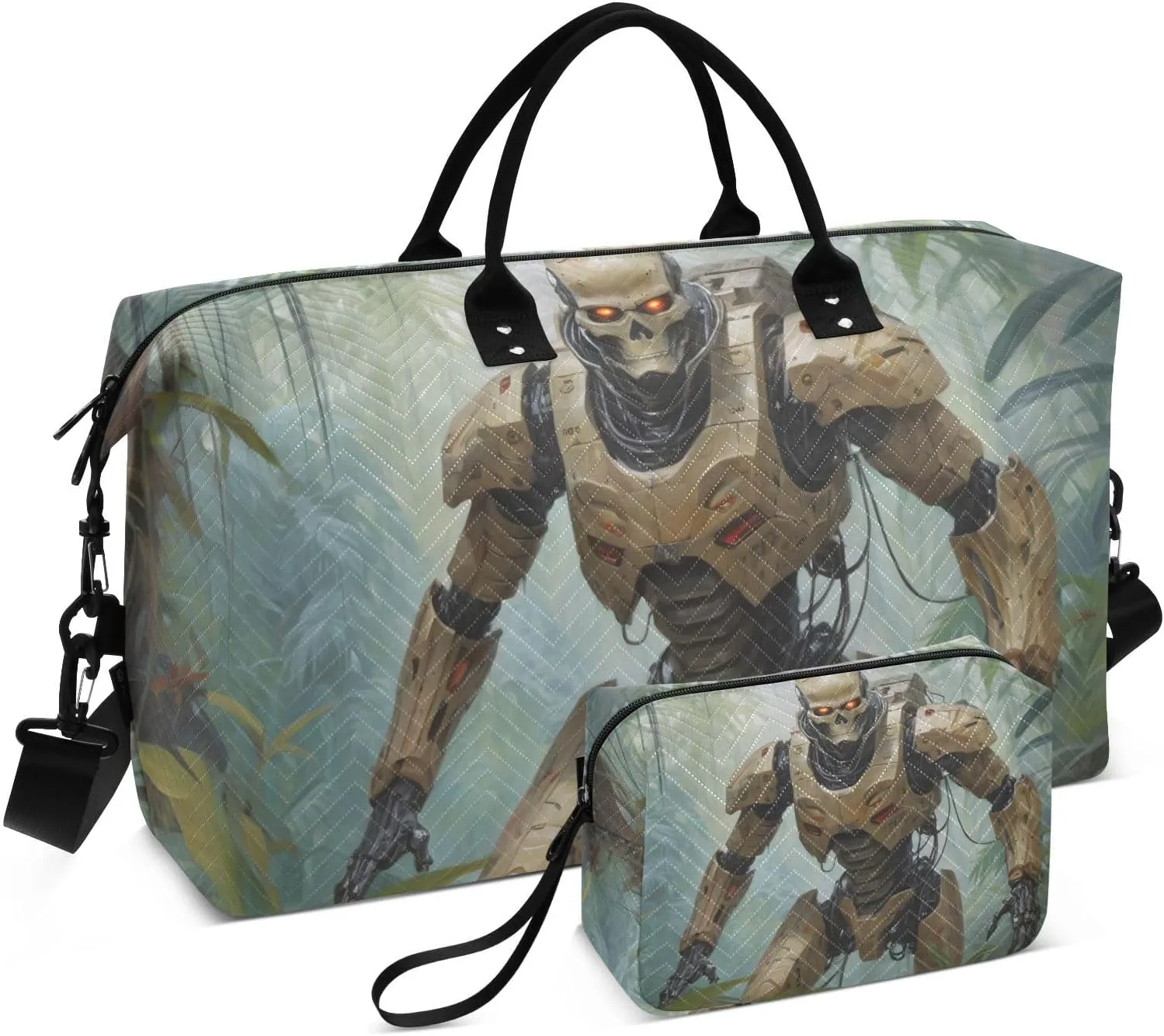 Large Travel Duffel Bag, Exoskeleton Jungle Sports Tote Gym Bag, Shoulder Weekender Overnight Bag for Women Men, Carry On Luggage with Toiletry Bags