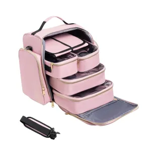 Large Travel Toiletry Bag Cosmetic Organizer with Detachable Boxes Jewelry Roll Oxford Cloth Makeup Case for Brushes Grooming Set 12.20x8.66x12.99 inch